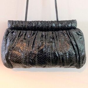 Varon Snakeskin Vintage Crossbody/Clutch Bag Black